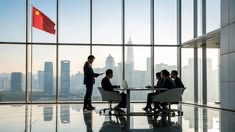 Reunião de negociação em escritório na China